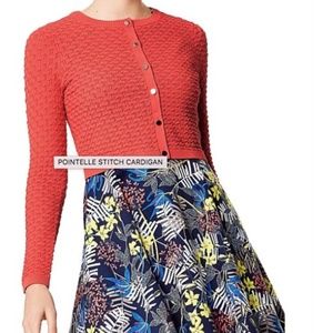 Karen Millen Pointelle Stitch Cardigan Large Red